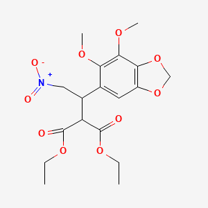 molecular formula C18H23NO10 B11057369 Diethyl [1-(6,7-dimethoxy-1,3-benzodioxol-5-yl)-2-nitroethyl]propanedioate 