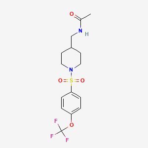molecular formula C15H19F3N2O4S B11057457 N-[(1-{[4-(trifluoromethoxy)phenyl]sulfonyl}piperidin-4-yl)methyl]acetamide 