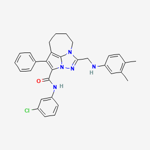 molecular formula C31H30ClN5O B11057474 N-(3-chlorophenyl)-1-{[(3,4-dimethylphenyl)amino]methyl}-4-phenyl-5,6,7,8-tetrahydro-2,2a,8a-triazacyclopenta[cd]azulene-3-carboxamide 