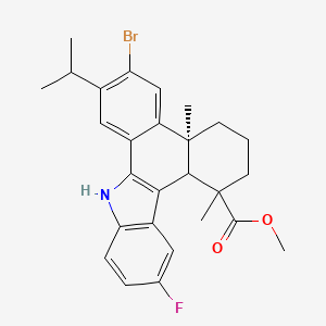molecular formula C27H29BrFNO2 B11057505 Methyl (1R,4AS)-6-bromo-12-fluoro-7-isopropyl-1,4A-dimethyl-2,3,4,4A,9,13C-hexahydro-1H-dibenzo[A,C]carbazole-1-carboxylate 
