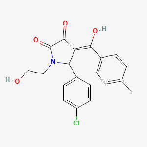molecular formula C20H18ClNO4 B11057560 5-(4-Chlorophenyl)-3-hydroxy-1-(2-hydroxyethyl)-4-(4-methylbenzoyl)-1,5-dihydro-2H-pyrrol-2-one 
