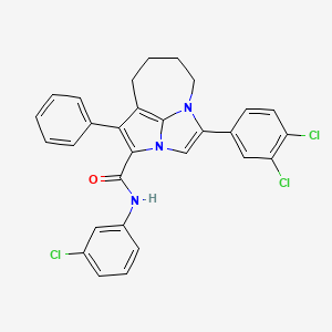 molecular formula C29H22Cl3N3O B11057803 N-(3-chlorophenyl)-4-(3,4-dichlorophenyl)-1-phenyl-5,6,7,8-tetrahydro-2a,4a-diazacyclopenta[cd]azulene-2-carboxamide 