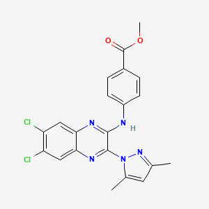 molecular formula C21H17Cl2N5O2 B11058366 methyl 4-{[6,7-dichloro-3-(3,5-dimethyl-1H-pyrazol-1-yl)quinoxalin-2-yl]amino}benzoate 