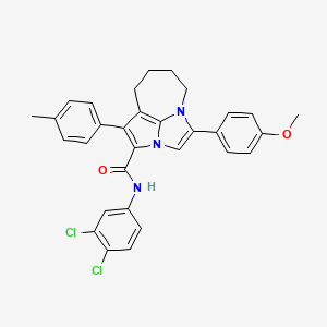 molecular formula C31H27Cl2N3O2 B11058368 N-(3,4-dichlorophenyl)-4-(4-methoxyphenyl)-1-(4-methylphenyl)-5,6,7,8-tetrahydro-2a,4a-diazacyclopenta[cd]azulene-2-carboxamide 
