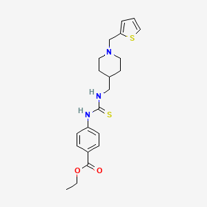 molecular formula C21H27N3O2S2 B11058443 Ethyl 4-[({[1-(thiophen-2-ylmethyl)piperidin-4-yl]methyl}carbamothioyl)amino]benzoate 