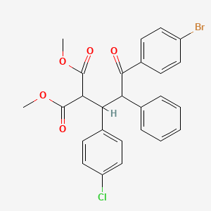 molecular formula C26H22BrClO5 B11058558 Dimethyl [3-(4-bromophenyl)-1-(4-chlorophenyl)-3-oxo-2-phenylpropyl]propanedioate 