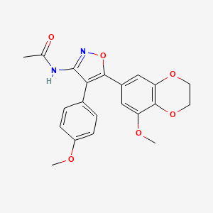 molecular formula C21H20N2O6 B11058565 N-[5-(8-methoxy-2,3-dihydro-1,4-benzodioxin-6-yl)-4-(4-methoxyphenyl)-1,2-oxazol-3-yl]acetamide 