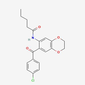 molecular formula C20H20ClNO4 B11058604 N-{7-[(4-chlorophenyl)carbonyl]-2,3-dihydro-1,4-benzodioxin-6-yl}pentanamide 