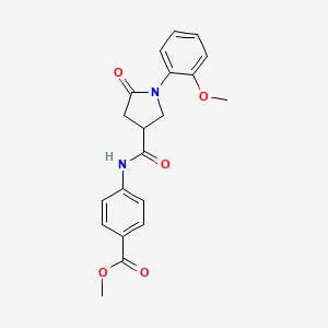 molecular formula C20H20N2O5 B11058653 Methyl 4-({[1-(2-methoxyphenyl)-5-oxopyrrolidin-3-yl]carbonyl}amino)benzoate 