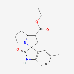 molecular formula C18H22N2O3 B11058696 Ethyl 5-methyl-2-oxo-1,1',2,2',5',6',7',7a'-octahydrospiro[indole-3,3'-pyrrolizine]-1'-carboxylate 