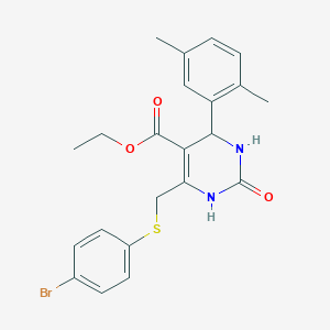 molecular formula C22H23BrN2O3S B11058847 Ethyl 6-{[(4-bromophenyl)sulfanyl]methyl}-4-(2,5-dimethylphenyl)-2-oxo-1,2,3,4-tetrahydropyrimidine-5-carboxylate 