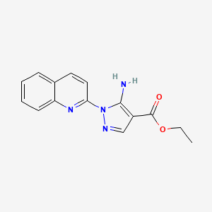 molecular formula C15H14N4O2 B11058947 ethyl 5-amino-1-(quinolin-2-yl)-1H-pyrazole-4-carboxylate CAS No. 111857-58-0