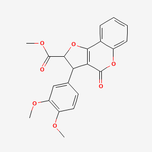 molecular formula C21H18O7 B11059494 methyl 3-(3,4-dimethoxyphenyl)-4-oxo-2,3-dihydro-4H-furo[3,2-c]chromene-2-carboxylate 