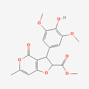 molecular formula C18H18O8 B11060037 methyl 3-(4-hydroxy-3,5-dimethoxyphenyl)-6-methyl-4-oxo-2,3-dihydro-4H-furo[3,2-c]pyran-2-carboxylate 