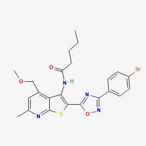 molecular formula C23H23BrN4O3S B11060307 N-{2-[3-(4-bromophenyl)-1,2,4-oxadiazol-5-yl]-4-(methoxymethyl)-6-methylthieno[2,3-b]pyridin-3-yl}pentanamide 