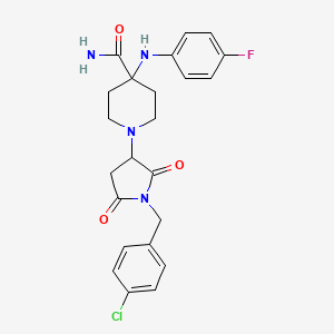 molecular formula C23H24ClFN4O3 B11061143 1-[1-(4-Chlorobenzyl)-2,5-dioxopyrrolidin-3-yl]-4-[(4-fluorophenyl)amino]piperidine-4-carboxamide 