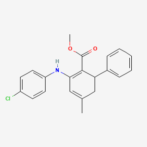 molecular formula C21H20ClNO2 B11061211 Methyl 2-(4-chloroanilino)-4-methyl-6-phenyl-1,3-cyclohexadiene-1-carboxylate 