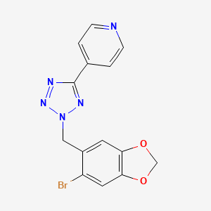 molecular formula C14H10BrN5O2 B11061592 Pyridine, 4-[2-[(6-bromo-1,3-benzodioxol-5-yl)methyl]-2H-1,2,3,4-tetrazol-5-yl]- 