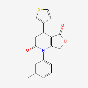 molecular formula C18H15NO3S B11061904 1-(3-methylphenyl)-4-(thiophen-3-yl)-4,7-dihydrofuro[3,4-b]pyridine-2,5(1H,3H)-dione 