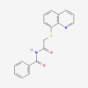 molecular formula C18H14N2O2S B11061943 N-[2-(quinolin-8-ylsulfanyl)acetyl]benzamide 