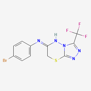 molecular formula C11H7BrF3N5S B11062434 N-(4-bromophenyl)-3-(trifluoromethyl)-7H-[1,2,4]triazolo[3,4-b][1,3,4]thiadiazin-6-amine 