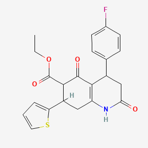 molecular formula C22H20FNO4S B11062441 Ethyl 4-(4-fluorophenyl)-2,5-dioxo-7-(thiophen-2-yl)-1,2,3,4,5,6,7,8-octahydroquinoline-6-carboxylate 