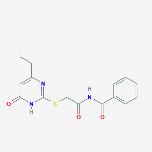 molecular formula C16H17N3O3S B11062475 N-{2-[(4-hydroxy-6-propylpyrimidin-2-yl)sulfanyl]acetyl}benzamide 