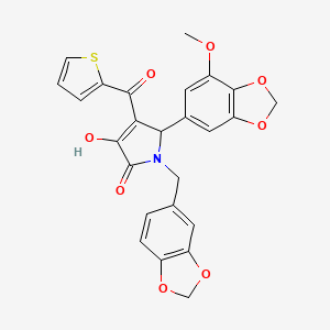molecular formula C25H19NO8S B11062490 1-(1,3-benzodioxol-5-ylmethyl)-3-hydroxy-5-(7-methoxy-1,3-benzodioxol-5-yl)-4-(thiophen-2-ylcarbonyl)-1,5-dihydro-2H-pyrrol-2-one 