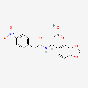 molecular formula C18H16N2O7 B11062691 3-(1,3-Benzodioxol-5-yl)-3-{[(4-nitrophenyl)acetyl]amino}propanoic acid 