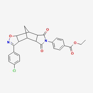 molecular formula C25H21ClN2O5 B11062860 ethyl 4-[3-(4-chlorophenyl)-5,7-dioxo-3a,4,4a,5,7,7a,8,8a-octahydro-6H-4,8-methano[1,2]oxazolo[4,5-f]isoindol-6-yl]benzoate 