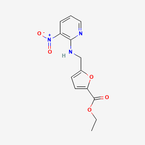 molecular formula C13H13N3O5 B11062897 Ethyl 5-{[(3-nitropyridin-2-yl)amino]methyl}furan-2-carboxylate 