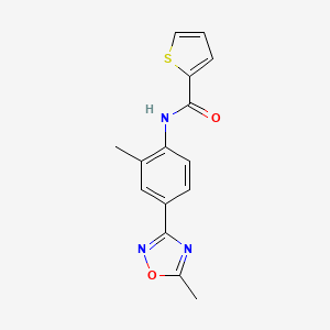 molecular formula C15H13N3O2S B11062931 N-[2-methyl-4-(5-methyl-1,2,4-oxadiazol-3-yl)phenyl]thiophene-2-carboxamide 