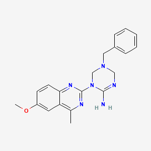 molecular formula C20H22N6O B11063051 5-Benzyl-1-(6-methoxy-4-methylquinazolin-2-yl)-1,4,5,6-tetrahydro-1,3,5-triazin-2-amine 