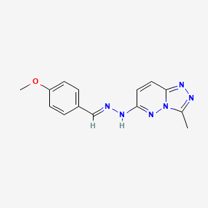molecular formula C14H14N6O B11063308 Hydrazine, N-(4-methoxybenzylidene)-N'-(3-methyl-[1,2,4]triazolo[4,3-b]pyridazin-6-yl)- 