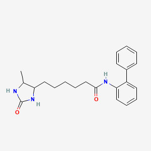 molecular formula C22H27N3O2 B11064297 N-biphenyl-2-yl-6-(5-methyl-2-oxoimidazolidin-4-yl)hexanamide 