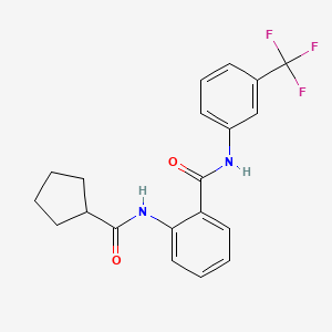 molecular formula C20H19F3N2O2 B11064578 2-[(cyclopentylcarbonyl)amino]-N-[3-(trifluoromethyl)phenyl]benzamide 