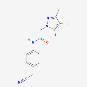 molecular formula C15H15IN4O B11064746 N-[4-(cyanomethyl)phenyl]-2-(4-iodo-3,5-dimethyl-1H-pyrazol-1-yl)acetamide 