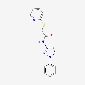 molecular formula C16H16N4OS B11064842 N-(1-phenyl-4,5-dihydro-1H-pyrazol-3-yl)-2-(pyridin-2-ylsulfanyl)acetamide 