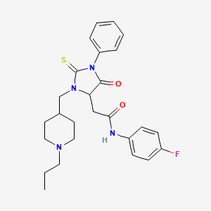 molecular formula C26H31FN4O2S B11064886 N-(4-fluorophenyl)-2-{5-oxo-1-phenyl-3-[(1-propylpiperidin-4-yl)methyl]-2-thioxoimidazolidin-4-yl}acetamide 