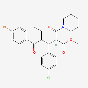 molecular formula C26H29BrClNO4 B11065122 Methyl 4-[(4-bromophenyl)carbonyl]-3-(4-chlorophenyl)-2-(piperidin-1-ylcarbonyl)hexanoate 