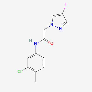 molecular formula C12H11ClIN3O B11065263 N-(3-chloro-4-methylphenyl)-2-(4-iodo-1H-pyrazol-1-yl)acetamide 