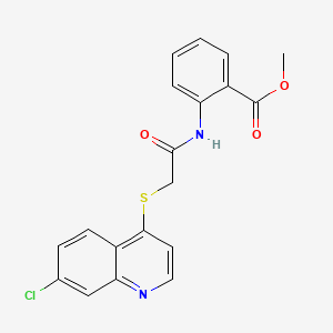 molecular formula C19H15ClN2O3S B11065371 Benzoic acid, 2-[2-(7-chloroquinolin-4-ylsulfanyl)acetylamino]-, methyl ester 