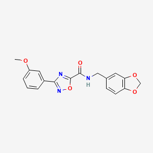 molecular formula C18H15N3O5 B11065579 N-(1,3-benzodioxol-5-ylmethyl)-3-(3-methoxyphenyl)-1,2,4-oxadiazole-5-carboxamide 