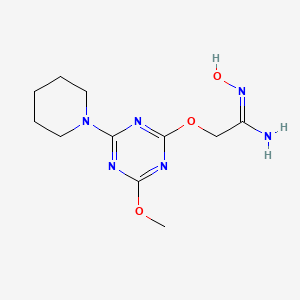 molecular formula C11H18N6O3 B11065922 (1E)-N'-hydroxy-2-{[4-methoxy-6-(piperidin-1-yl)-1,3,5-triazin-2-yl]oxy}ethanimidamide 