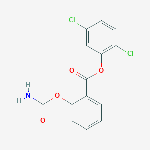 molecular formula C14H9Cl2NO4 B011066 2,5-Dichlorophenyl 2-((aminocarbonyl)oxy)benzoate CAS No. 108935-06-4