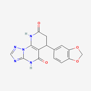 molecular formula C15H11N5O4 B11066472 6-(1,3-benzodioxol-5-yl)-6,9-dihydropyrido[3,2-e][1,2,4]triazolo[1,5-a]pyrimidine-5,8(4H,7H)-dione 