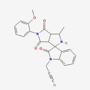 molecular formula C24H21N3O4 B11066493 5'-(2-Methoxyphenyl)-3'-methyl-1-prop-2-YN-1-YL-3A',6A'-dihydro-2'H-spiro[indole-3,1'-pyrrolo[3,4-C]pyrrole]-2,4',6'(1H,3'H,5'H)-trione 
