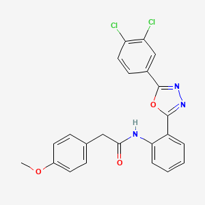 molecular formula C23H17Cl2N3O3 B11067659 N-{2-[5-(3,4-dichlorophenyl)-1,3,4-oxadiazol-2-yl]phenyl}-2-(4-methoxyphenyl)acetamide 