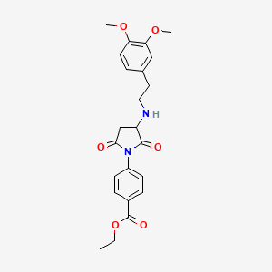 molecular formula C23H24N2O6 B11067779 ethyl 4-(3-{[2-(3,4-dimethoxyphenyl)ethyl]amino}-2,5-dioxo-2,5-dihydro-1H-pyrrol-1-yl)benzoate 