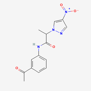 molecular formula C14H14N4O4 B11068034 N-(3-acetylphenyl)-2-(4-nitro-1H-pyrazol-1-yl)propanamide 